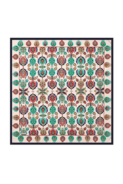 Bursa İpek Синій шарф з візерунком Ізник з шовку