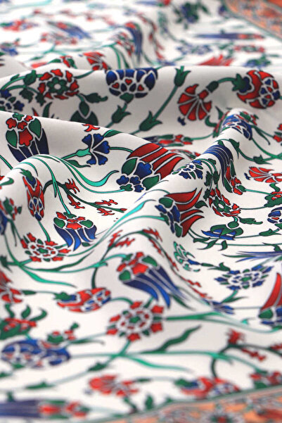 Bursa İpek Tan and Tulip Patterned Silky Handkerchief