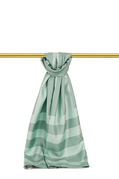 Bursa İpek Mint Line Pattern Twill Silk Shawl