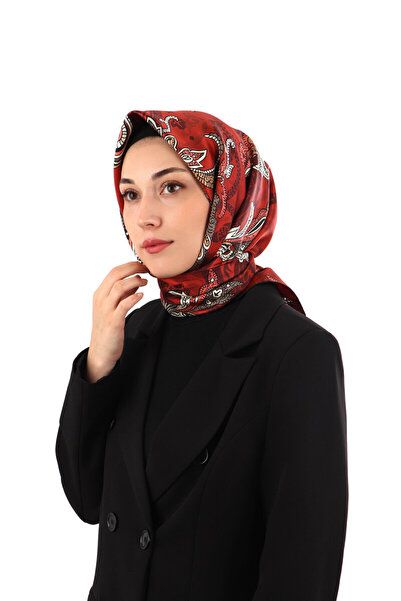 Bursa İpek Μαντήλι με μοτίβο μπορντό σάλι Twill μεταξωτό