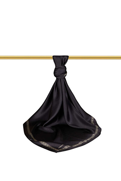 Bursa İpek Μεταξωτό μαντήλι με σκούρο μπλε μπλέ Edge Watered Butterfly