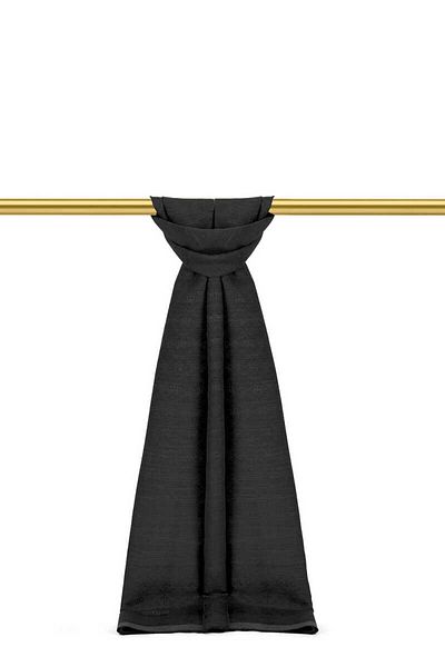 Bursa İpek Silk Cotton Black Monogram Shawl