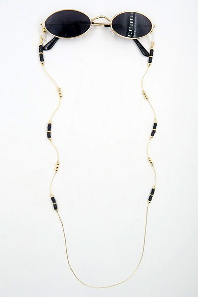 VAGGON Women's Black Gold Linked Beaded Eyeglasses Chain ​​Prmx13838