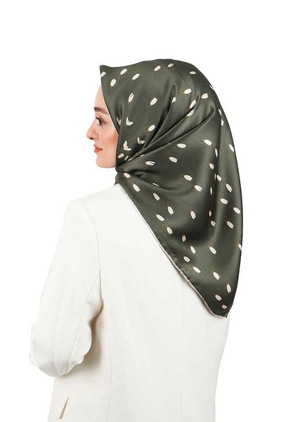 Bursa İpek Khaki Snowdrop Sura Silk Scarf