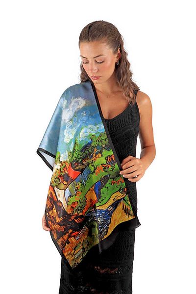 Bursa İpek Silk Scarf - Tan Home Pattern