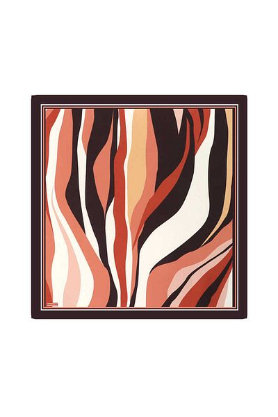 Bursa İpek Twill Silk Scarf - Copper Wave Pattern