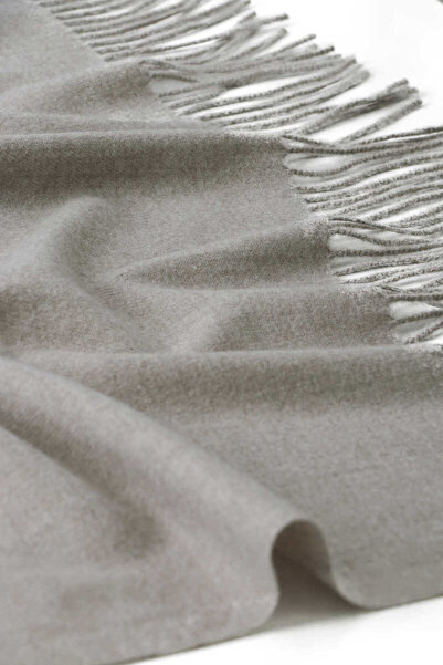 Bursa İpek Gray Solid Color Winter Shawl