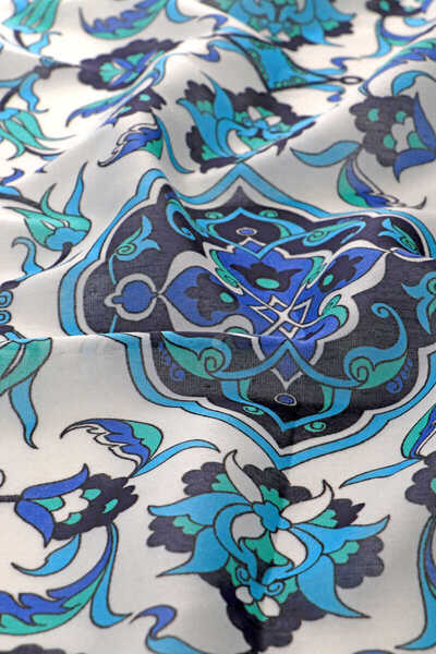 Bursa İpek Soft Scarf - Water Green Tile Pattern