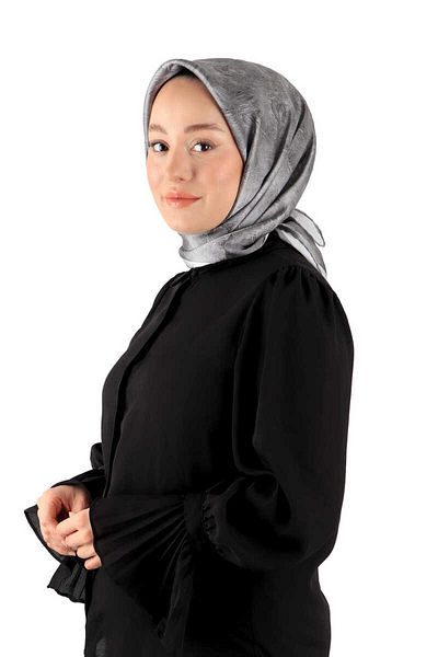 Bursa İpek Silk Gray Brush Scarf