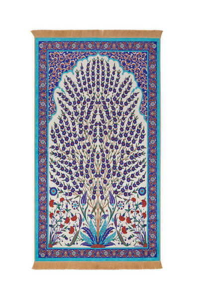 Bursa İpek سجادة صلاة مخملية باللون الفيروزي