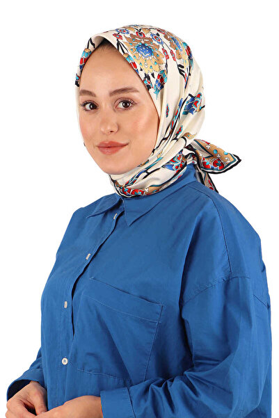 Bursa İpek Μεταξένιο μαντίλι με μοτίβο τουλίπας μαύρης σειράς