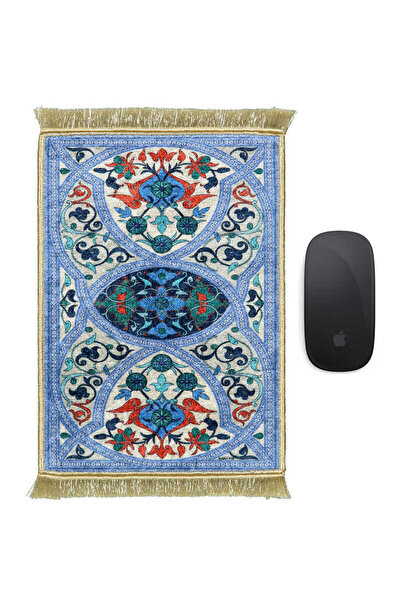 Bursa İpek Blue Decorative Small Carpet Mousepad