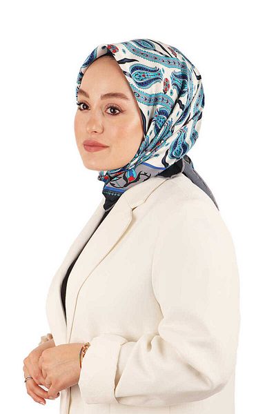 Bursa İpek Gray Ivy Tulip Pattern Silky Scarf