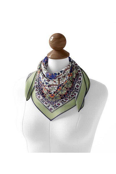 Bursa İpek Tulip Patterned Khaki Soft Scarf