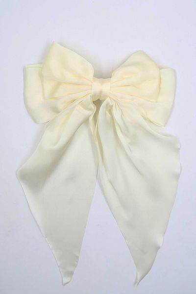 VAGGON Women's Ecru Satin Large Ribbon Clip Hair Clip Prmx13849