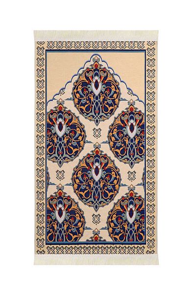 Bursa İpek Iznik Patterned Navy Blue Tapestry Prayer Rug