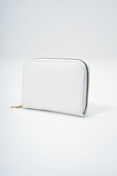 VAGGON Women's White Faux Leather Card Holder Size Zippered Mini Wallet Prmx14076