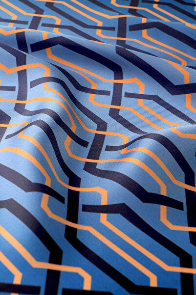 Bursa İpek Μεταξωτό μαντήλι Sura Blue με πλεκτό σχέδιο