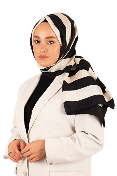 Bursa İpek Μαύρη γραμμή με μοτίβο Twill μεταξωτό σάλι