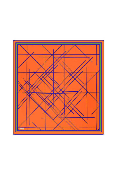 Bursa İpek Πορτοκαλί μεταξωτό μαντίλι - Twill με μοτίβο Echo