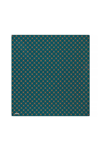 Bursa İpek Μεταξωτό μαντίλι με μοτίβο πεταλούδας Petrol Green