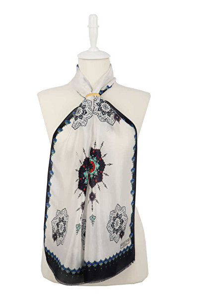 Bursa İpek Eșarfă din mătase Voile Saks bleumarin