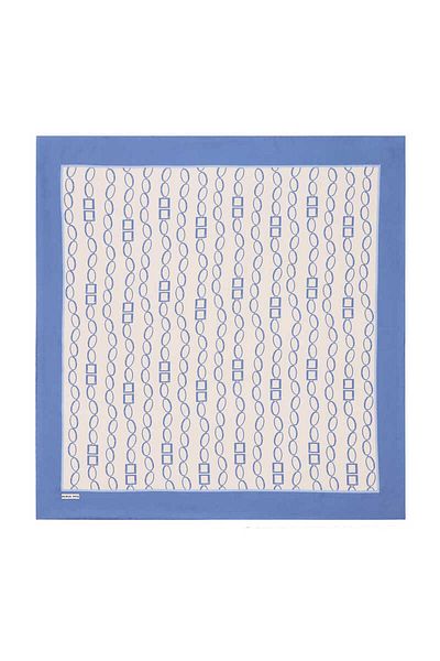 Bursa İpek Indigo Chain Pattern Twill Silk Scarf