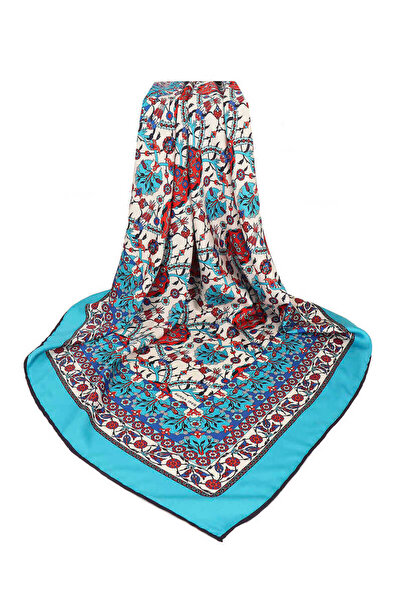 Bursa İpek Red Tile Tulip Pattern Silky Scarf
