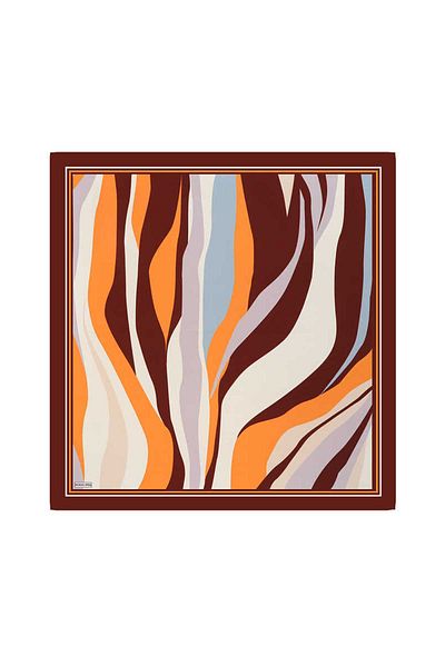 Bursa İpek Cinnamon Wave Pattern - Silk Twill Scarf