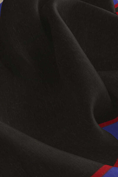 Bursa İpek Black Wide Border Plain Silk Handkerchief