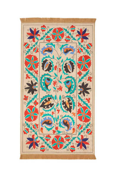 Bursa İpek سجادة صلاة مخملية كريمية