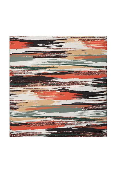 Bursa İpek Orange Brush Pattern Soft Scarf