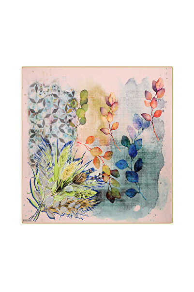 Bursa İpek Acid Green Sura Silk Scarf - Βοτανικό σχέδιο