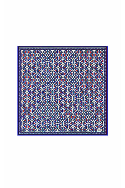 Bursa İpek Silk Handkerchief - Saks Navy Blue, Çintemani Patterned