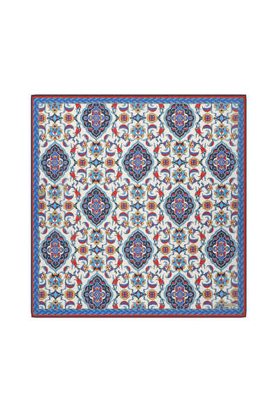 Bursa İpek Soft Red Tile Patterned Scarf