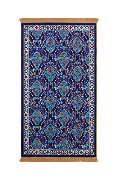 Bursa İpek Navy Blue Velvet Rug Prayer Rug