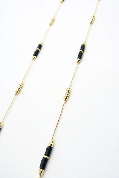 VAGGON Women's Black Gold Linked Beaded Eyeglasses Chain ​​Prmx13838