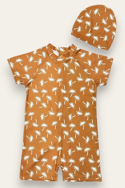 My Kids Wear Boy's Jumpsuit Swimsuit with Boned, Washed Zipper, Sun Protection