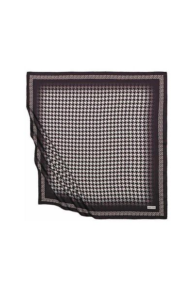 Bursa İpek Brown Mink Houndstooth Silky Scarf