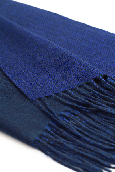 Bursa İpek Navy Blue Saks Double Sided Winter Shawl