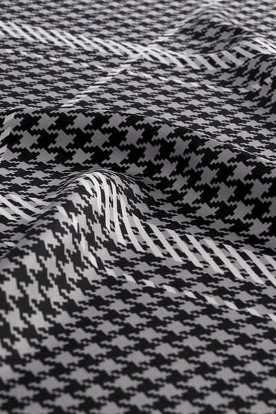 Bursa İpek Smoked Striped Twill Silk Scarf - Houndstooth Pattern