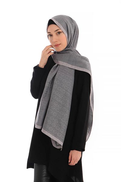 Bursa İpek Smoked Butterfly Monogram Pattern Silk Cotton Shawl