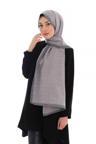 Bursa İpek Amethyst Butterfly Monogram Pattern Silk Cotton Shawl