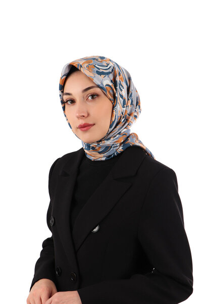 Bursa İpek Eșarfă de mătase din twill cu model de flori albastre de gheață