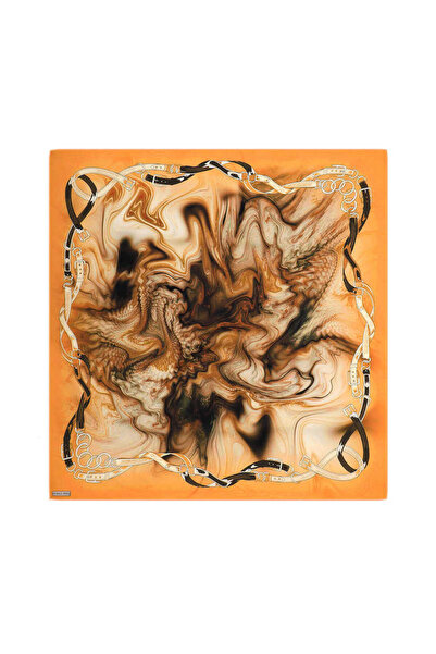 Bursa İpek Μεταξωτό φουλάρι Sura - Πορτοκαλί μοτίβο ζώνης