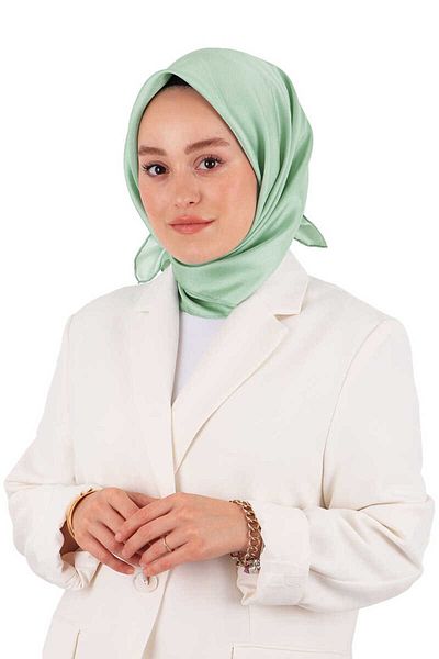Bursa İpek Light Mint Solid Color Twill Silk Scarf