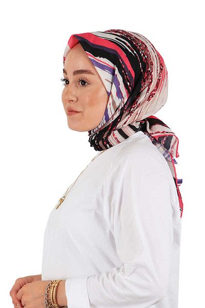 Bursa İpek Fuchsia Brush Pattern Soft Scarf
