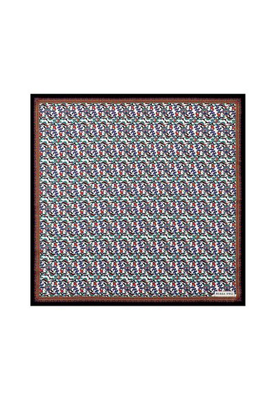 Bursa İpek Black Ivy Tulip Pattern Silky Handkerchief