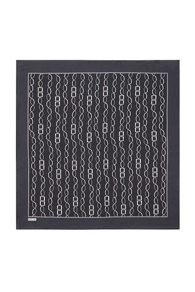 Bursa İpek Anthracite Chain Pattern Twill Silk Scarf