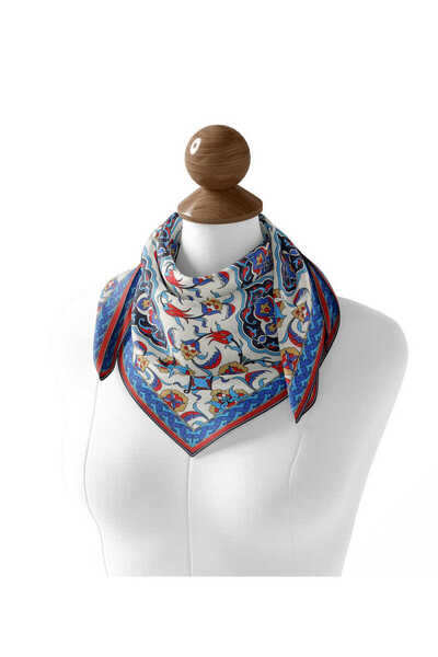 Bursa İpek Soft Red Tile Patterned Scarf